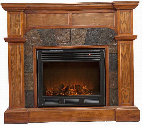 Mission Fireplace - Eectric, Brown Oak