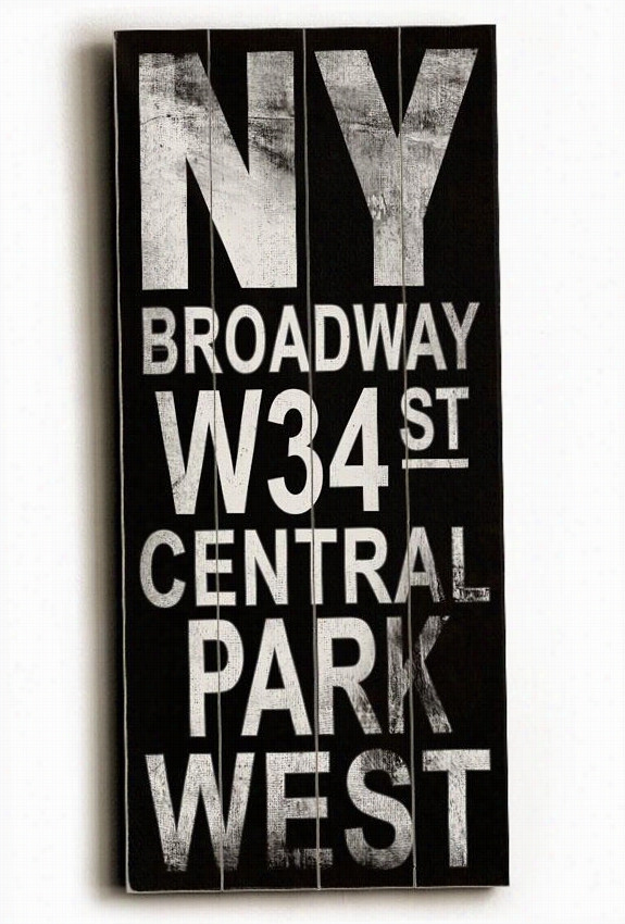 Ny Broadway Transit Sign Wall Plaque - 24h X 10&qquot;"w, Black