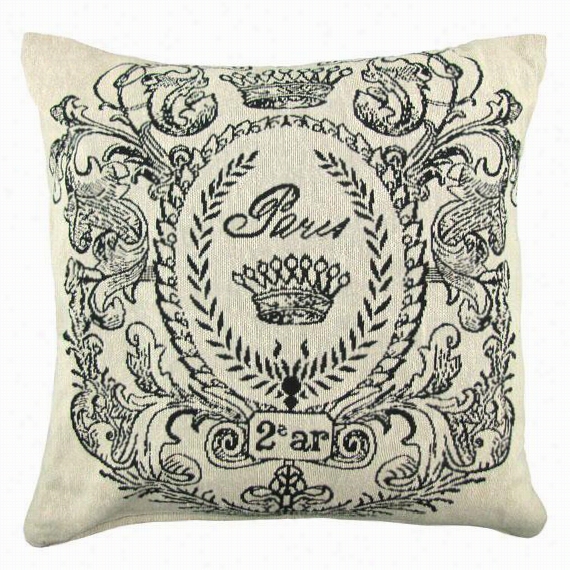 Paris Postage Decorative Pillow - 18h X 18""w, Ivory
