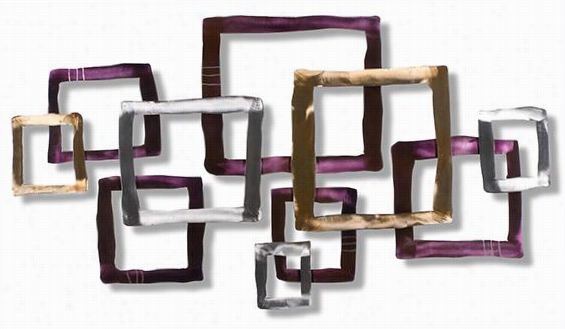 Penrose Wall Sculpture - 25""""hx466""""wx1.5"&uot;""d, Multicolor Metal Wall Decor