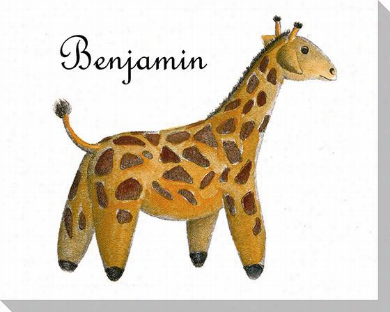 Personalized Giraffe Wall Art - 11""hx14""wx1.5""d, White