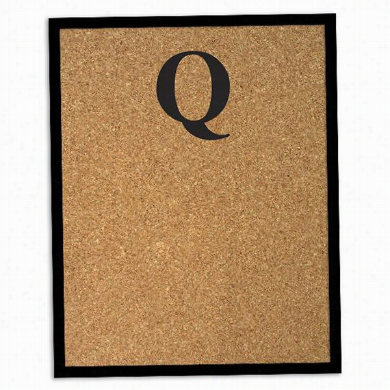 Personalized Monogram Blacck Frame Corkboard - Boock, Q