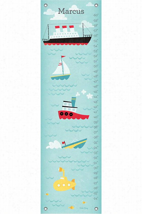 Personalized Coeans Away Growth Chart - 42""hx12&quto;"w, Caleb Gray