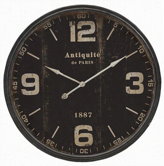 Robertson Wwall Clock - 38"" Diameter, Black