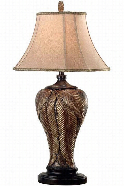 Sea Island Bermuda Table Lamp -  Gold  Print, Brown