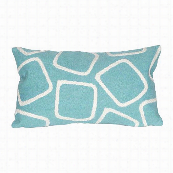 Squares All-weather Outdoor Patio Pillow - 12"&qot;hx20&qout;"w, Aqua Blue