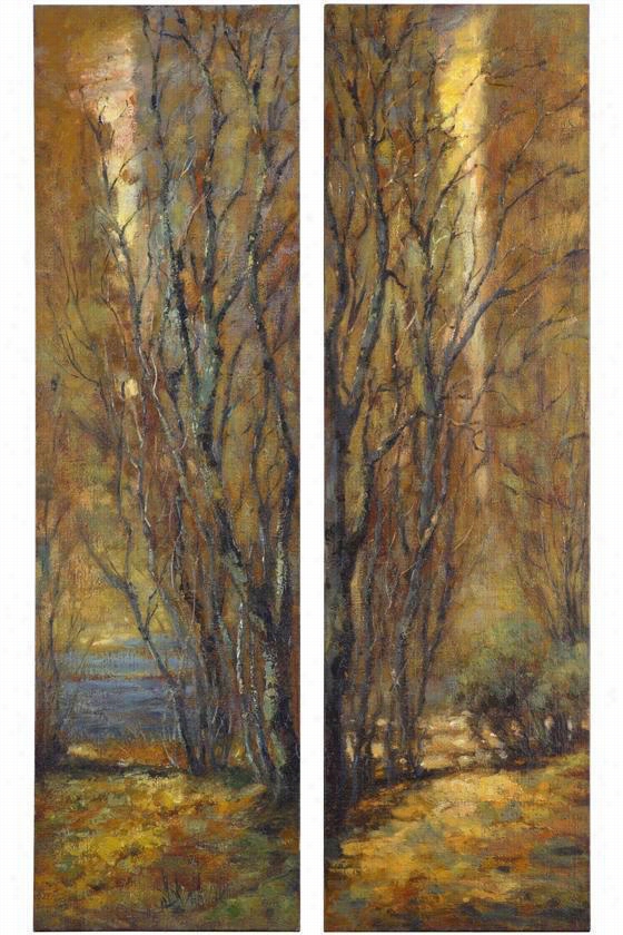 Tree Panels - Set Of 2 - 70""hx20""w, Earthtones