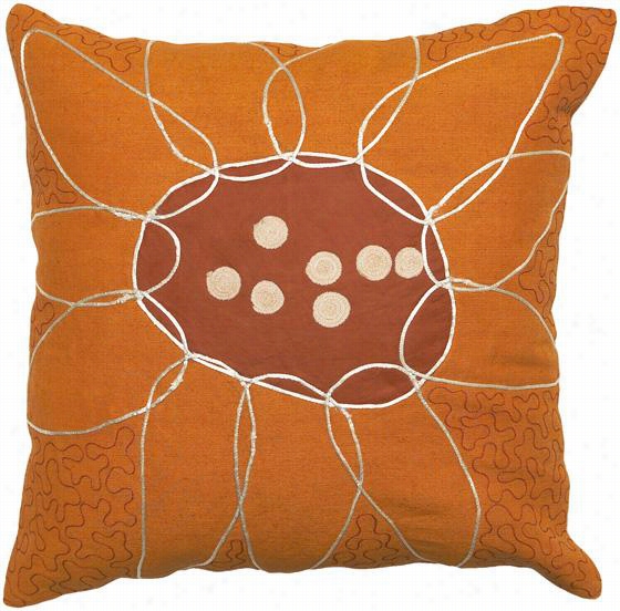 Valerie Decorative Pillow - 18hx18w Poly, Orange