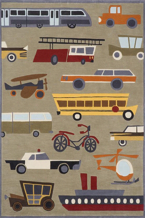 Wheels Area Rug - 5'x7', Concrete