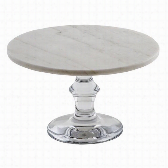 White Marble Cake Stand - 9.5&quor;"hx 5.5""diameter, White