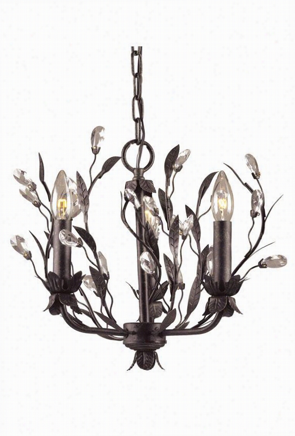 Winter Garden 13""h Chandelier - 3-light, Deep Ruust