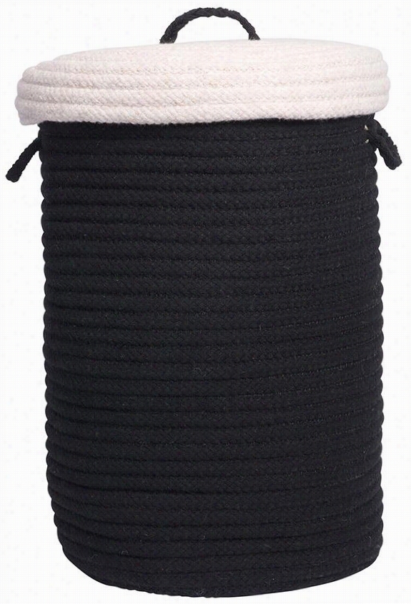 Wool-blend Tw O-tone Basket -  24""hx16""d, Negro