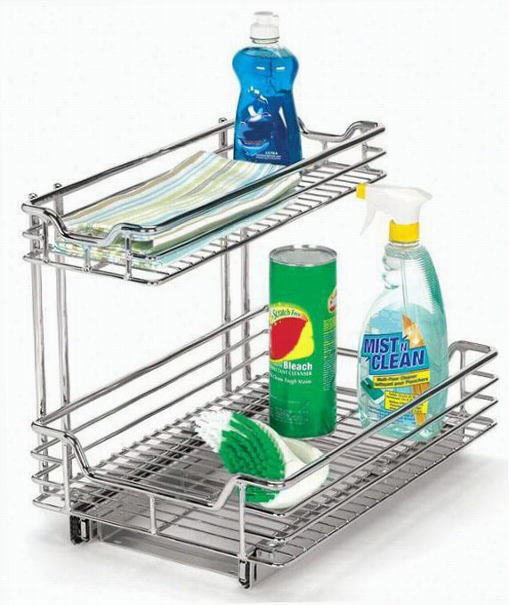 12"" Under Si Nk Sliding Organizer - 14.25"&qout;hx12.5""w, Sipver Chrome