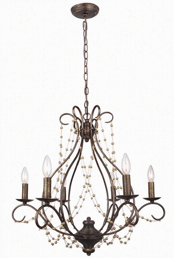 Acelyn  6-light Chandelier - 24.5""hx26""diame, Blalck