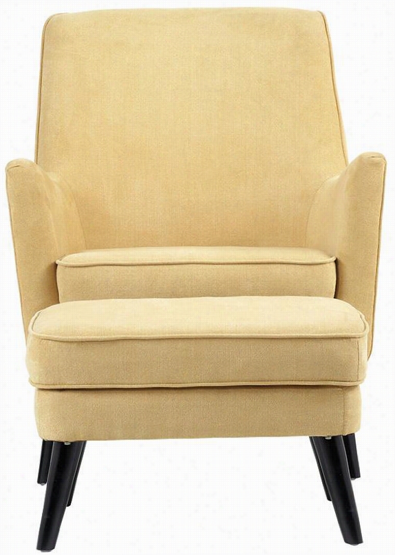 Alya Armchair By The Side Of Ottoman - Chair & Ottoman, Chenille Butter