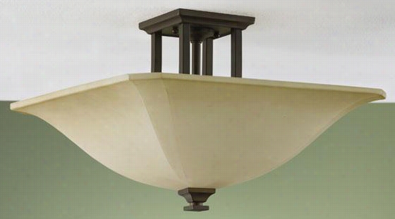 American Foursquare 22""w Semi-lus Hmoutn -fout Light, Oil Rub Bronze