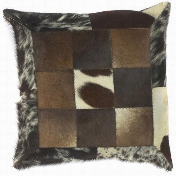 Animals Prin Pillow With Squares - 18"&quoy;x18"", Brown