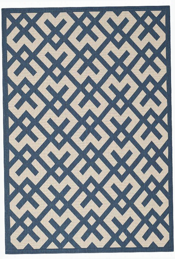 Attiki Area Rug - 2'3""x6'7""runner, Navy/bone