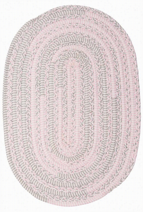 Becca Bdaided Area Rug - 6'x6' Round, Pink/grey