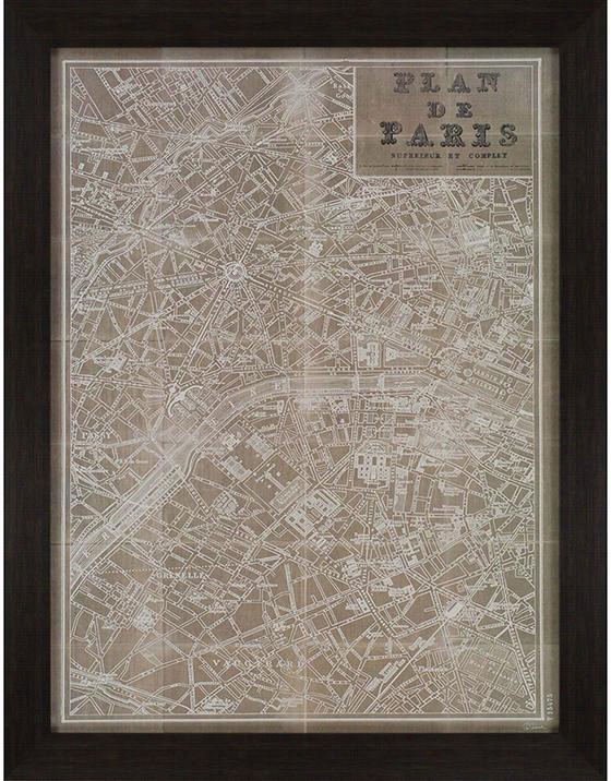 Blueprint Map Of Paris Wall Art - 45""hx35&"&quo T;wx2"&quor;d, Seu Schlabach