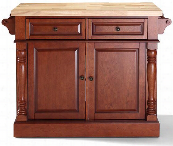 Butcher Block Top Kitchen Island - 36hx48w, Brickk Red