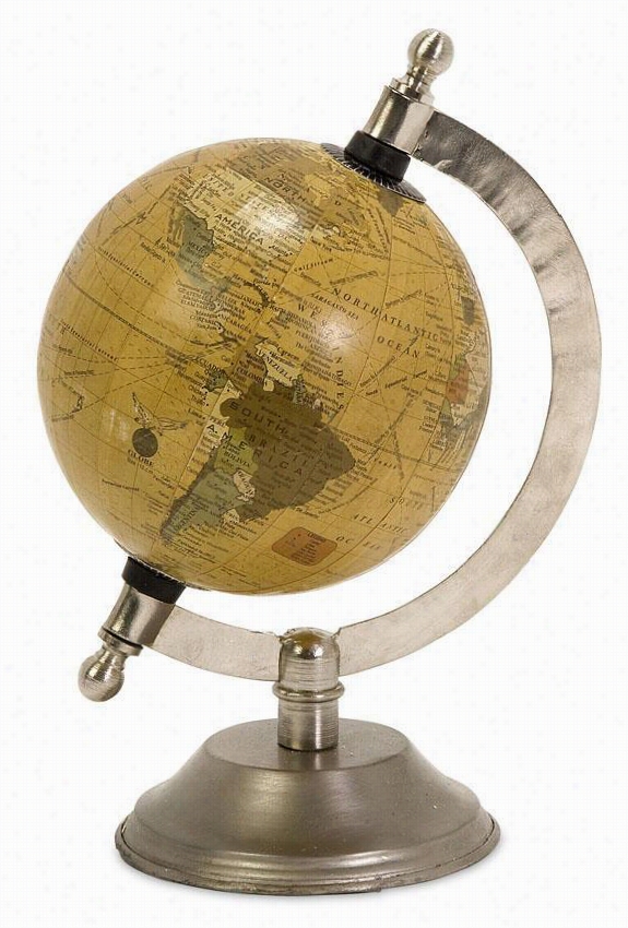 Colonies Globe   - 8""hx5""d, Silver