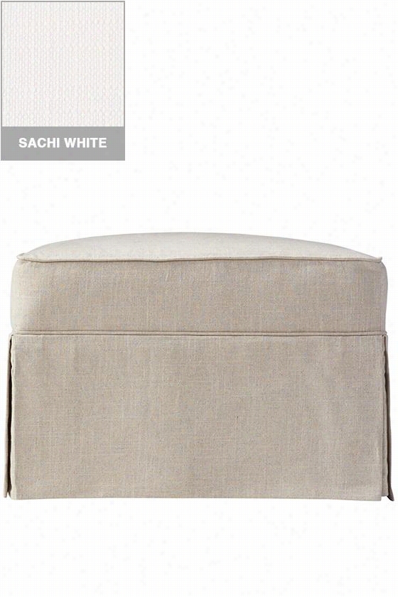 Custom Brookhaven Upholstered Ottoman - 16""hx25.25""wx20""d, Sachi White