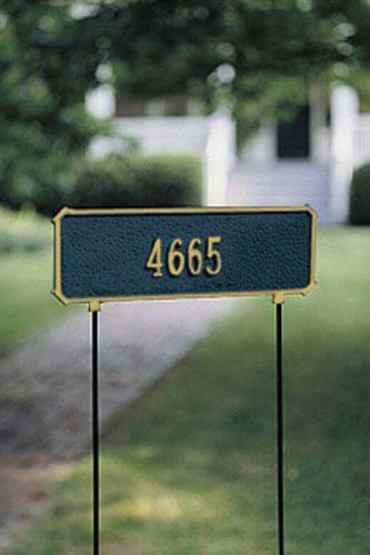 Cut-corner One-line Two-sided Lawn Address Plaque - Cut Cornr/1 Lin, Navy Blue