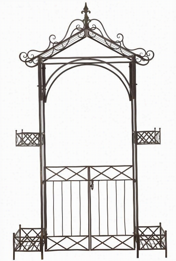 Destiny Garden Arbor With Gate - 65""hx16""wx 106""d, Brown