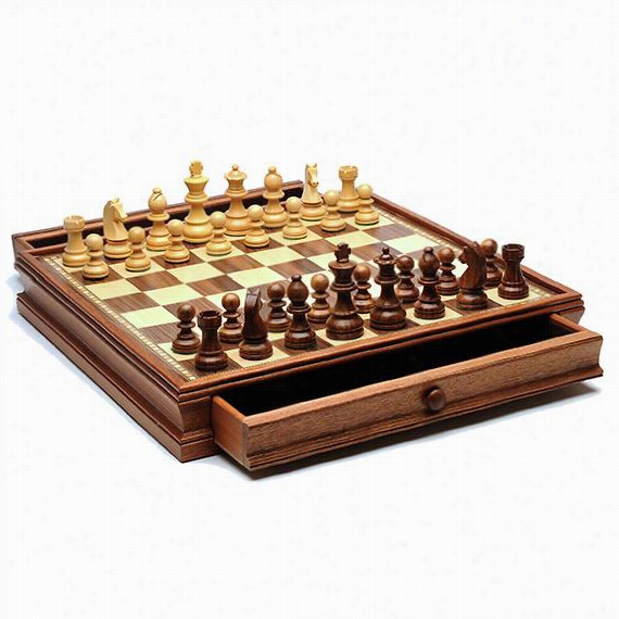 French Stauntton Chess And Checkers Set - 2.5""hx14.75""squaare, Brown