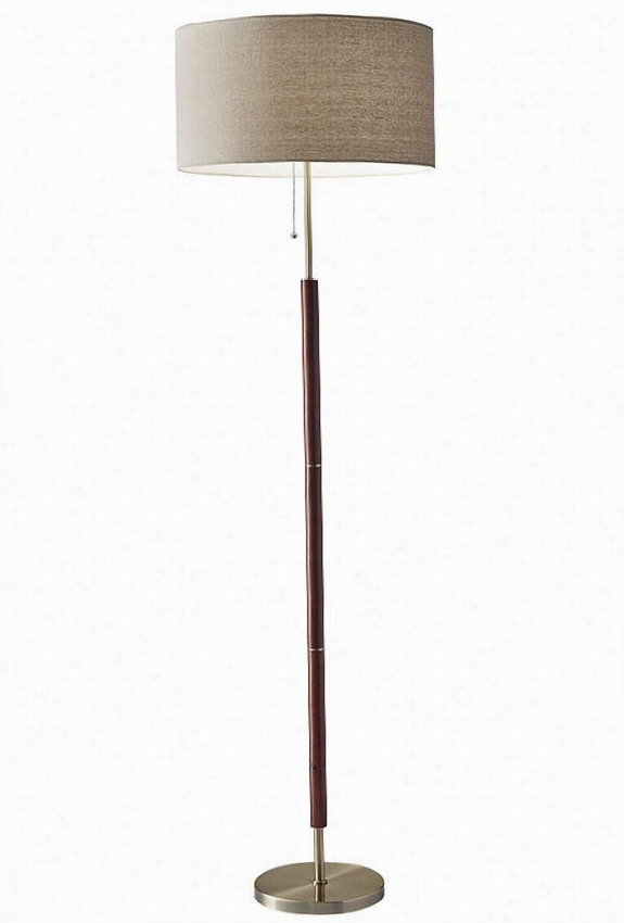 Harvey Floor Lamp - 65.5""hx19""diameter, Brown Wood