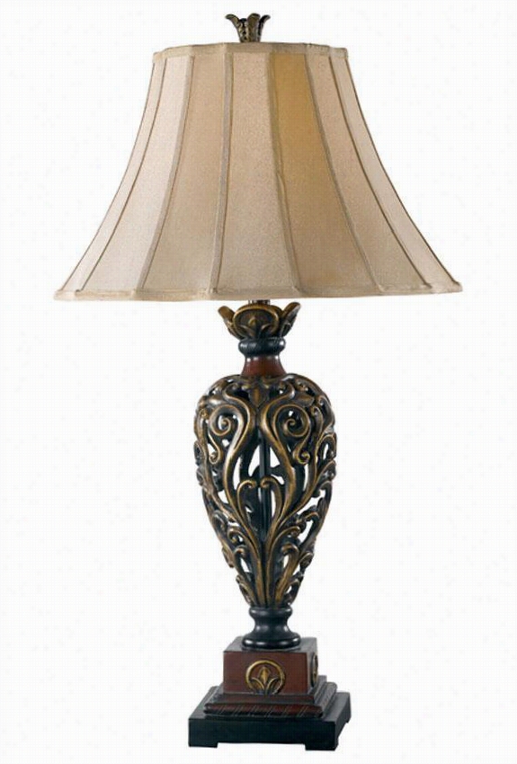 Iron Lace Table Lamp - Light Gold,g Olden Ruby