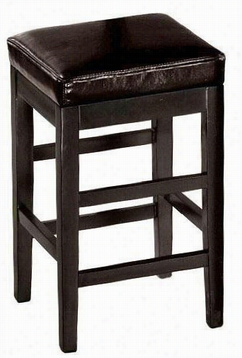 Leather Breakfast Counter Stool - Ba Ckless, Brown