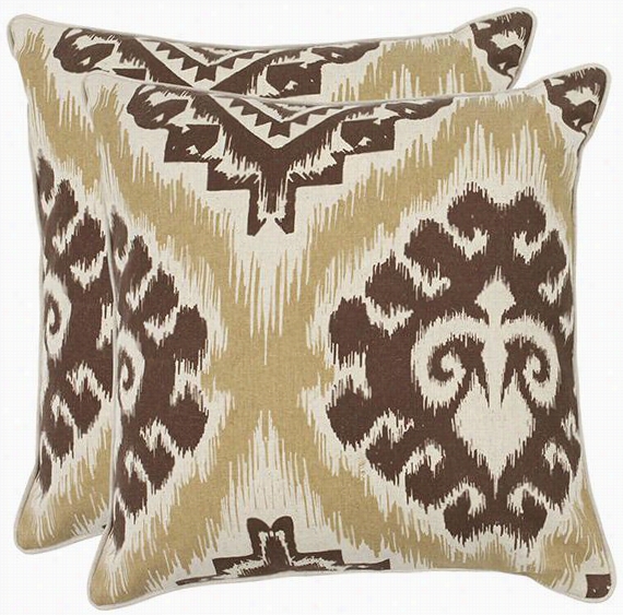 Lucey 18"" Pillows - Set Of 2 - Attitude Of 2, Tan/chocolate