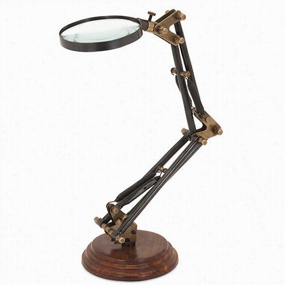 Magnifying Glass On Stand - 10""hx3""wx5&qult;"d, Black/brown/bronze