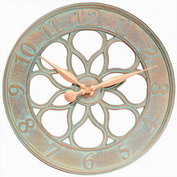 Medallion Silhouettte 18&quoot;"a Ll-weathed Outdoor Patio Clock - 18""hx18""wx1.25""d, Weathered  Green