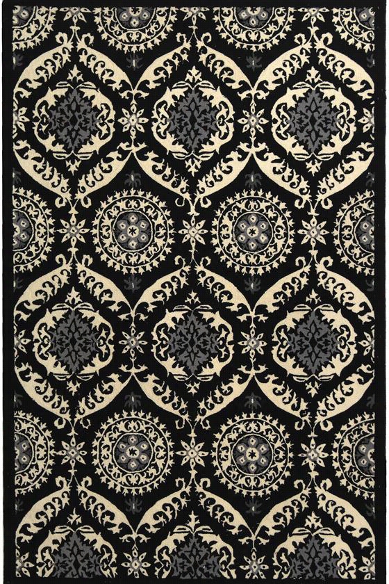 Medallions Region Rug - 1'&6quot;"x2'8"", Black