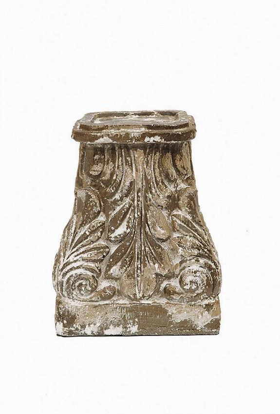 Orpha Pillar Candle Holder - 9.25""hx7.5""squa, Old Beige