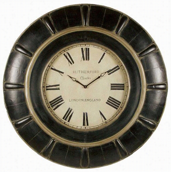 Rudy Wall Clock - 37 X 37 X 3""d, Rustic Black