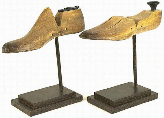 Shoe  Form Decorative Stands - Set Of 2 - Set Of 2, Ivory