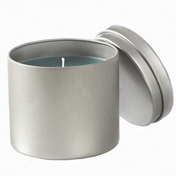 Tin Candle With Lid - 3.5""hx3.5"&q Uot;diameter, Seaside Imst