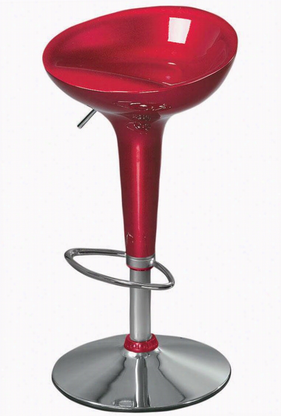 Ventura Adjustable-height Stool - Red Metallic, Silver