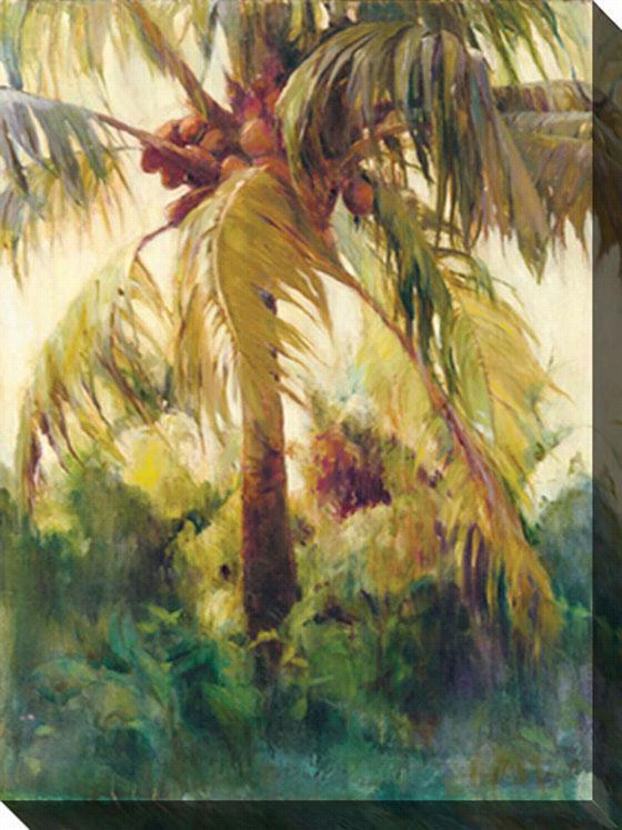 Wild Coconut Ii Canvas Wall Art - 48""hx34""w, Tan/green