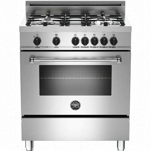 Bertazzoni Mas304dfmxe Master Basic 30"" Dual Fuel Manual Clean Range In Stainl Ess With 4 Aluminum Burners