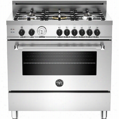 Bertazzoni Mas365gasxt Master Deluxe 36"" Gas Range In Stainless With 5 Brass Burners