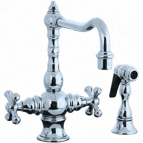 Cifial 267.355.625 Highlands Single Hole  Double Cros Handle Ki Tchen Faucet With Side Spray In Polished Chrome