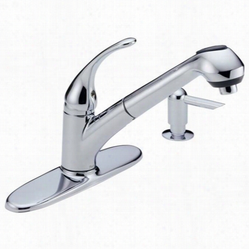 Delta B4310lf Foundations Core Single Handle Pullout Kitchen Faucet In Chrome