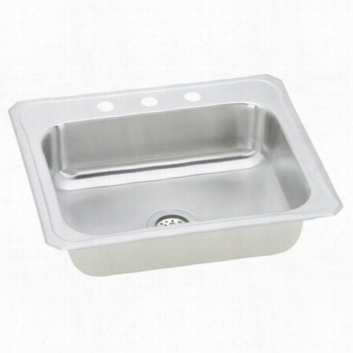 Elkay Cr25223 Eclebrity 25"" To Pmountsingle Bowl 3 Hole Stainless Steel Sink