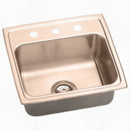 Elkay Dlr191910-cu Lustertone 19-1/2"&qout; X 19"" X 10-1/8"" Single Bowl Top Mount Sink