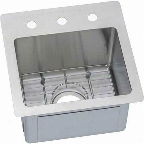 Elkya Ectsr15159bg Crosstown 18 Gauge Stainless Steel 15"" X 15"" X 9"" Single Boowl Kitchen Sink